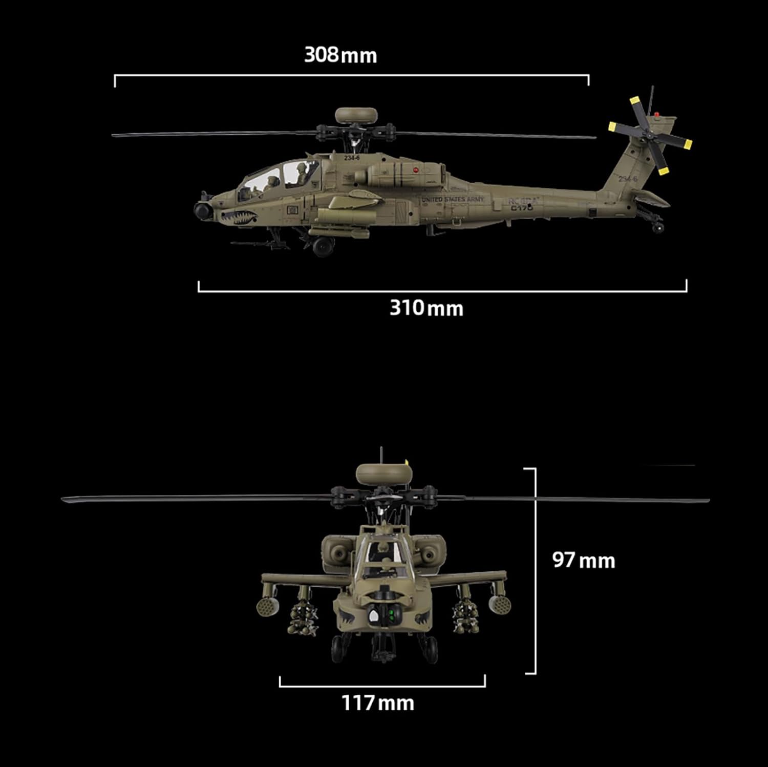 310MM 6CH C170 AH-64D Remote C - Rc Helicopter Large avis et prix