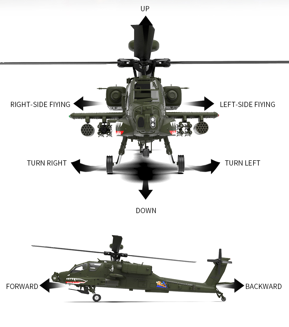 YXZNRC F11 AH-64D Apache RC He - Rc Helicopter Gyro avis et prix