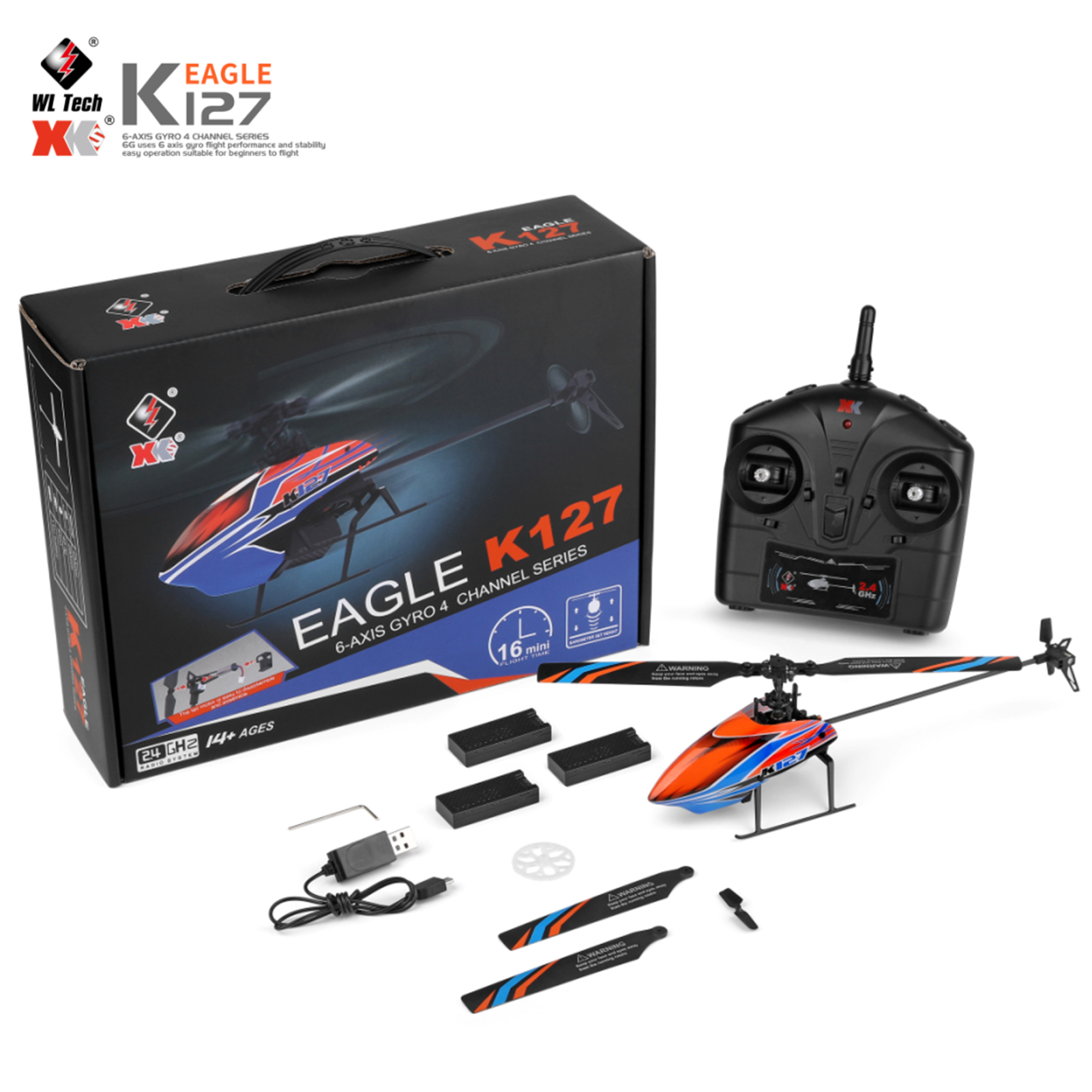 WLtoys XK K127 4CH 6-axis Gyro - Rc Helicopter Blade avis et prix